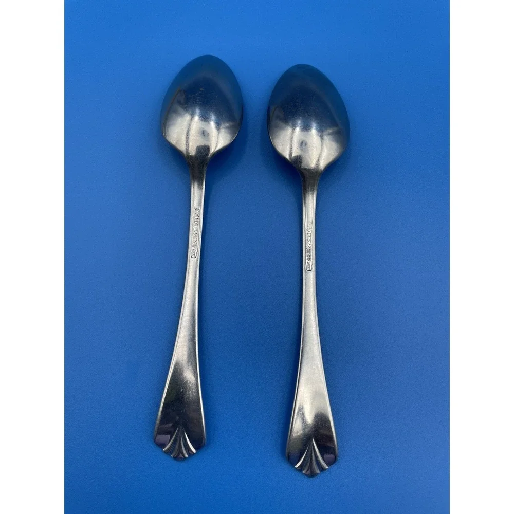 Kirk Stieff Sprig 2 Teaspoons Stainless Flatware Utensils Dining 7 1/4